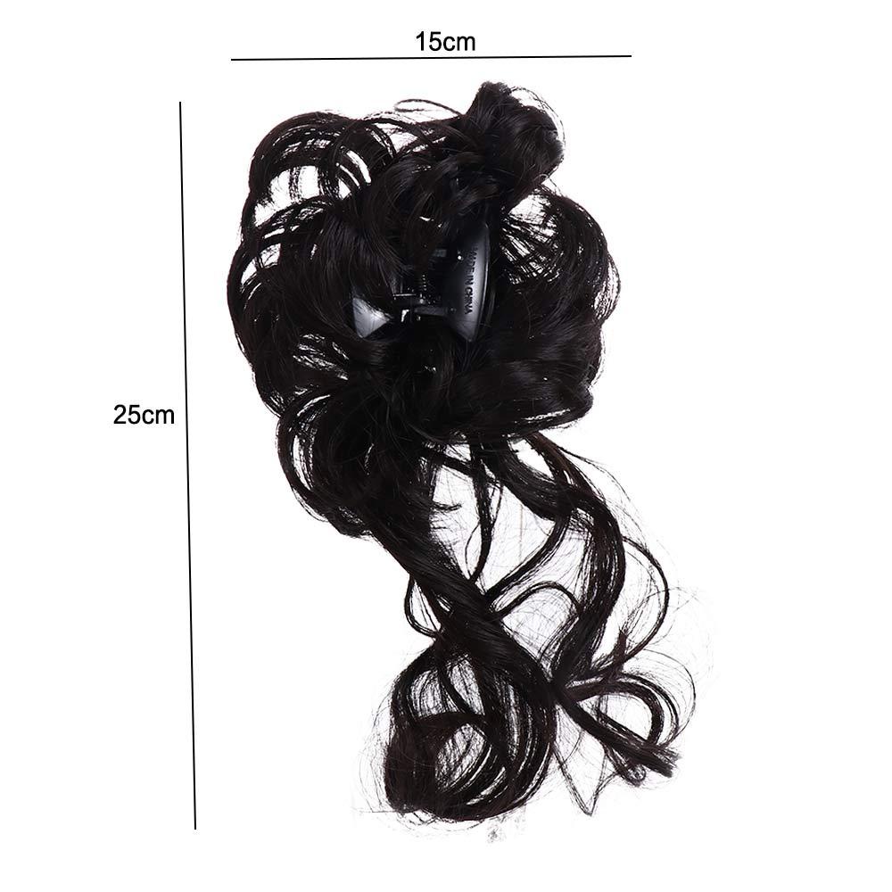 Agustinina Wig Hair Clip Elastis Gadis Punggung Kepala Hitam Coklat Penebalan Rambut Meningkatkan Volume Rambut Styling Rambut