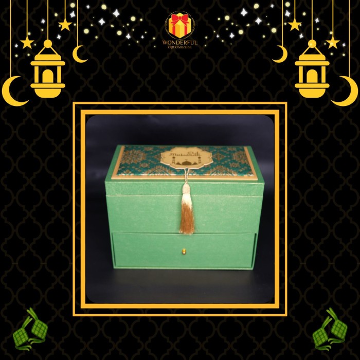

⭐BISA COD⭐ HARDBOX LEBARAN BANTAL SONGKET RUMBAI LACI 2 TINGKAT 26X15X19 L050B - Hijau