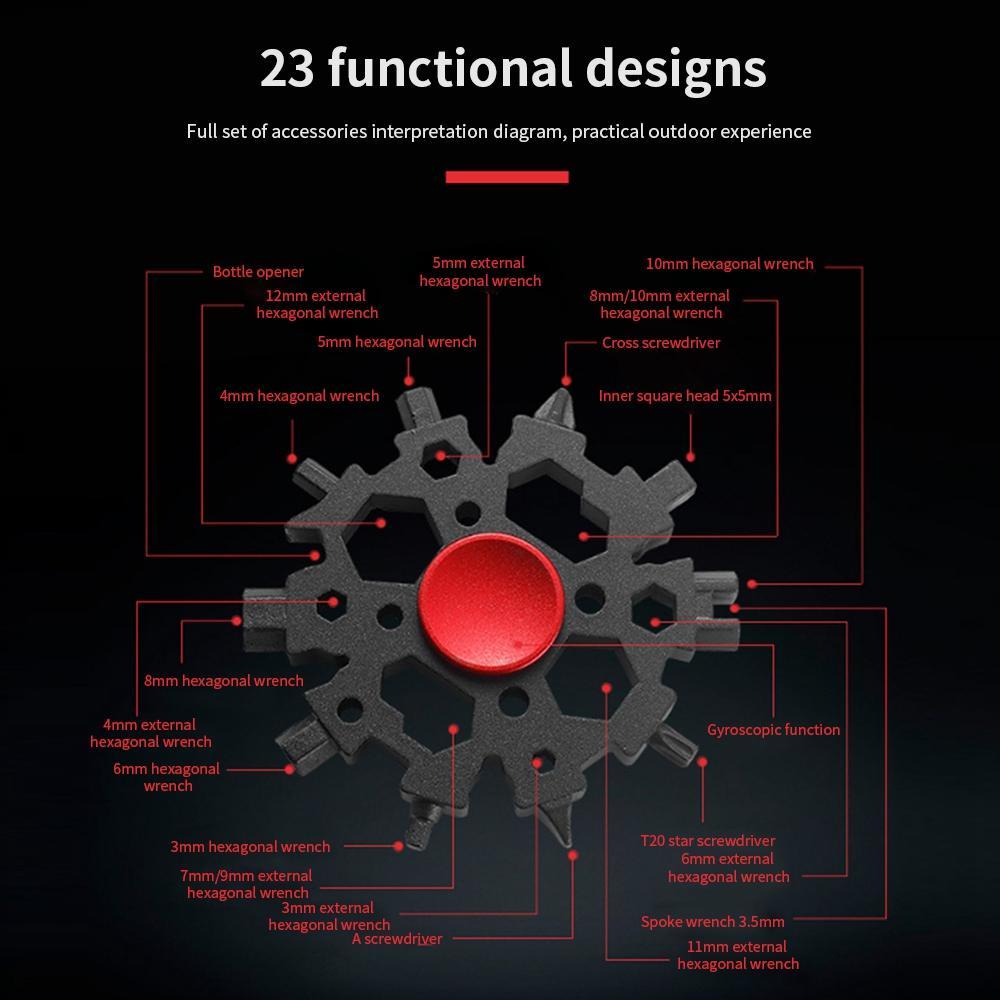【 ELEGANT 】 Snow Spinner Spanner EDC 23in1 Stainless Steel Hand Tool Hex Wrench Outdoor Survival Tools Combination Spanner