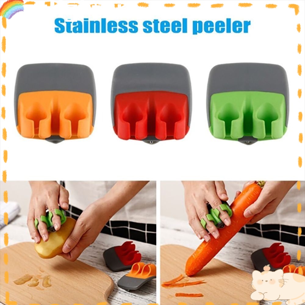 Solighter 2pcs Pengupas Buah Stainless Steel Cepat Stripping Double Fingers Gadget Dapur