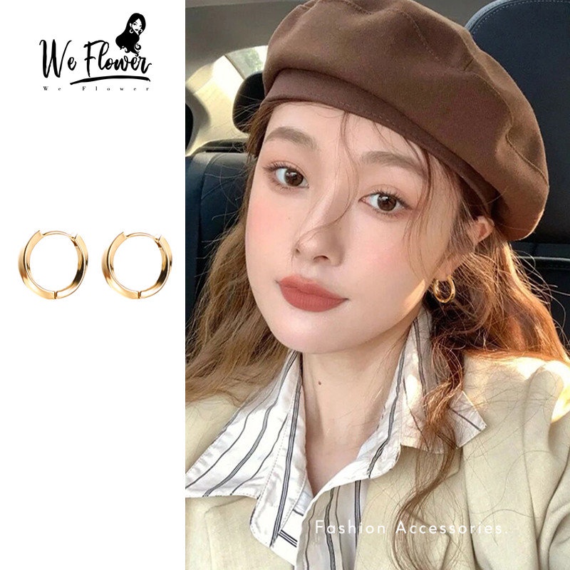 Kami Bunga Chic Glossy Emas Mobius Hoop Earrings Untuk Wanita Gadis Vintage Memutar Lingkaran Bulat Anting-Anting Geometris Telinga Perhiasan Aksesoris