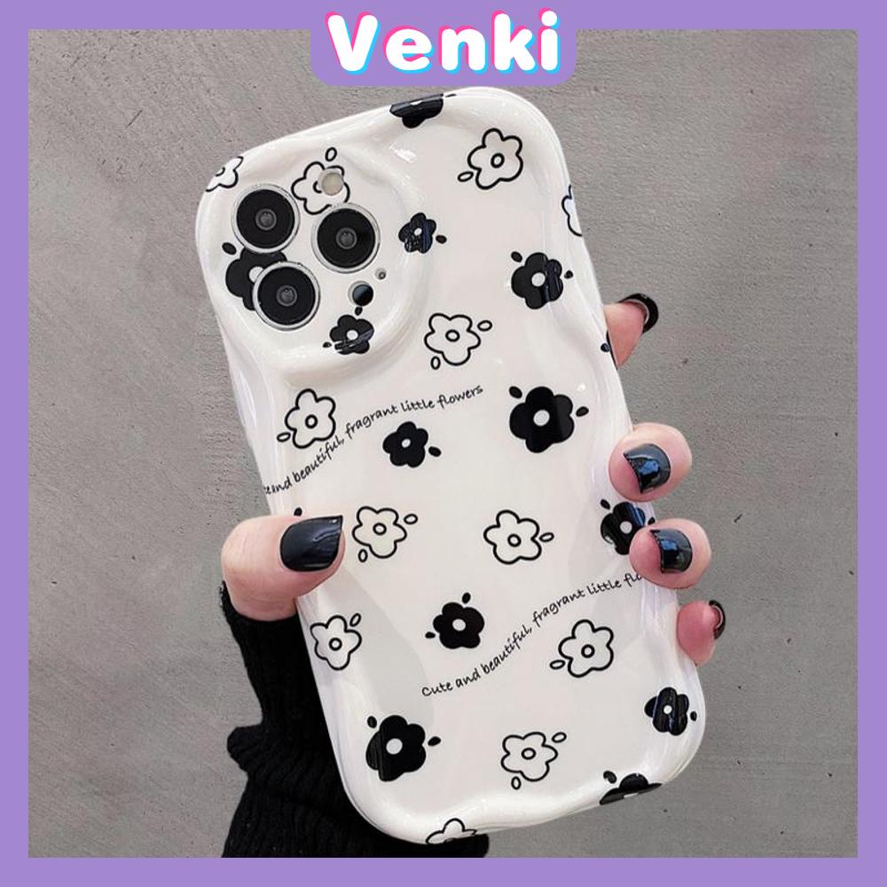 Case iPhone 11 Pro Max TPU Soft Case Glossy White Curved Wave Case Cute Flowers Camera Protection Shockproof For iPhone 14 13 12 11 Plus Pro Max 7 Plus X XR