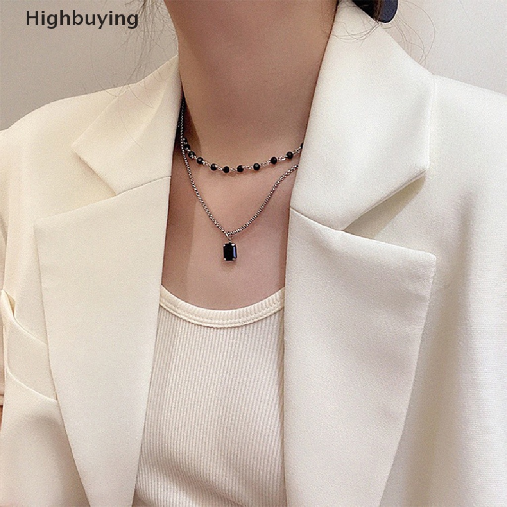 Hbid Wanita Choker Kalung Double Layer Beads Necklace Hadiah Untuk Teman Warna Perak Geometris Kalung Grosir Kerah Perhiasan Glory