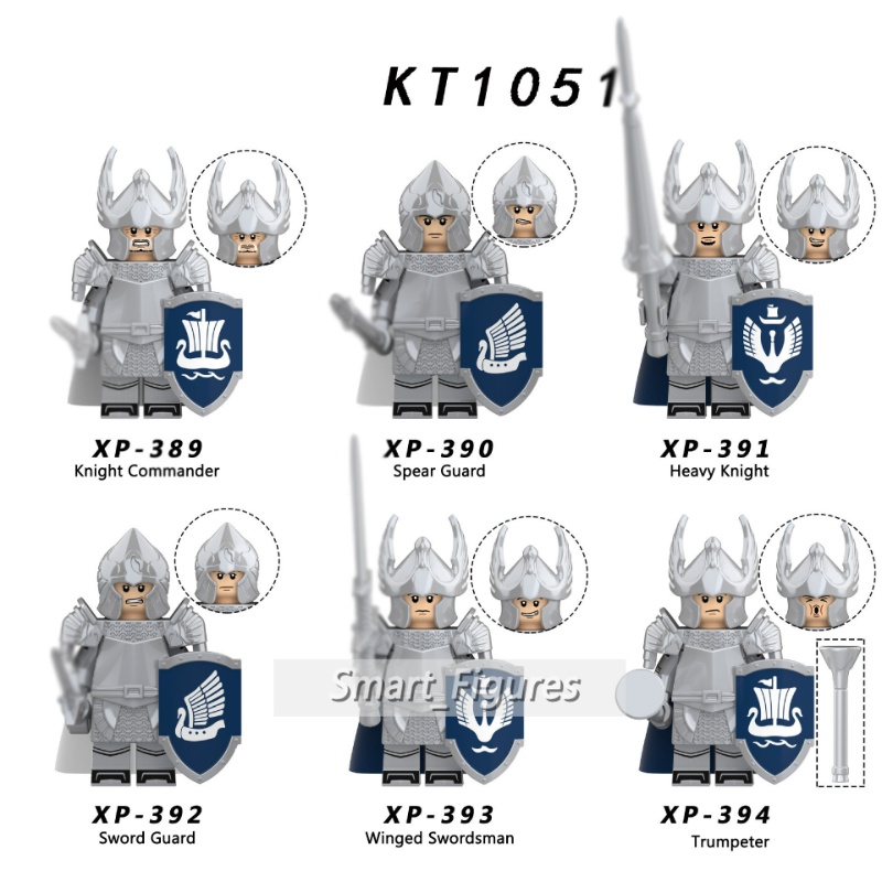 Lord of The Rings Minifigure Swan Knights Phalanx Commander Spear Guard Pedang Penjaga Boneka Mini Rakitan Blok Bangunan Mainan