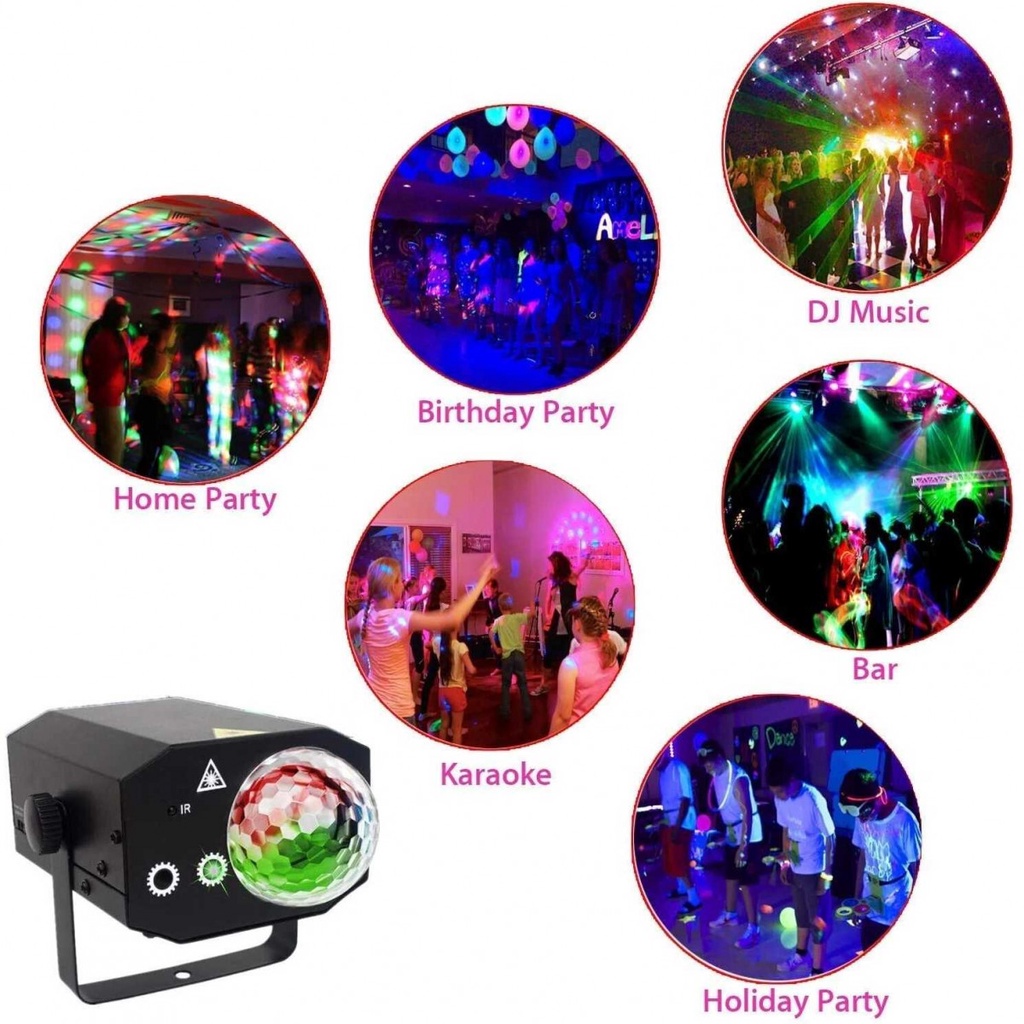 Lampu Proyektor LED Laser Karaoke Disco 16 Pola 10W with Remote