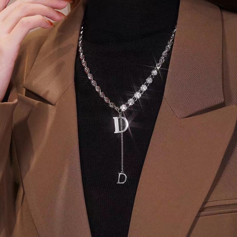 Necklace Simple Light Luxury Niche Design Letter D Necklace  New Trend Net Red Autumn and Winter Necklace Accessories CANDY JEWELRY