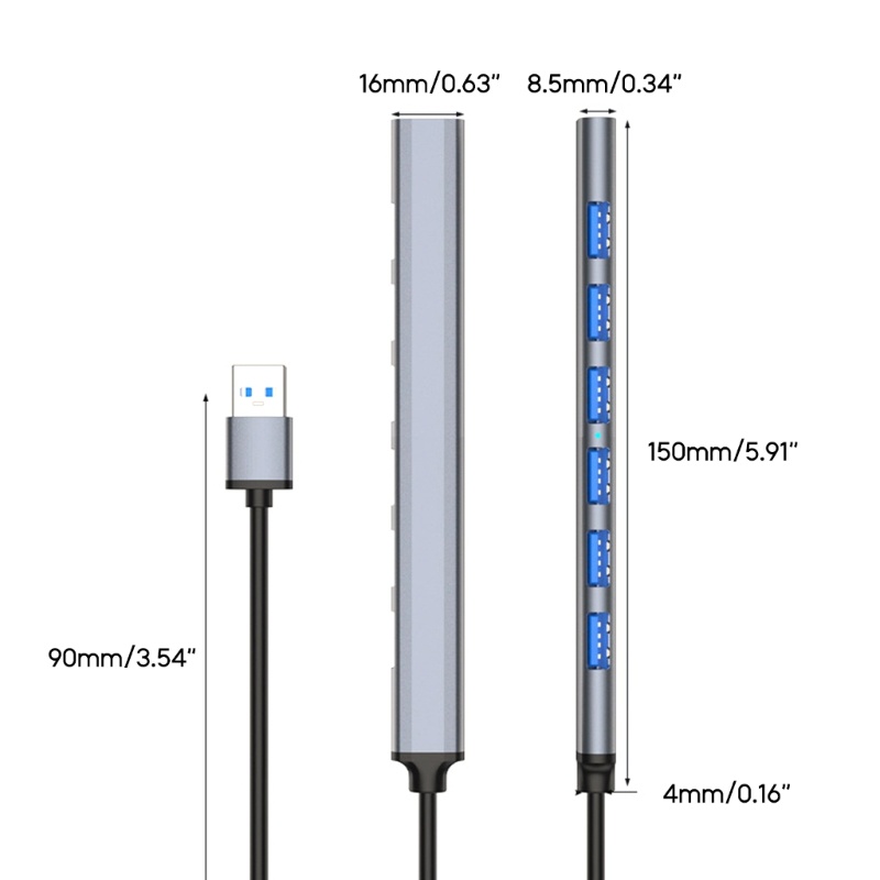 Btsg 7in1 Type-C HUB USB3.0 Docking Station Transmisi Data Cepat USB Splitter Adapter Aluminium Alloy-