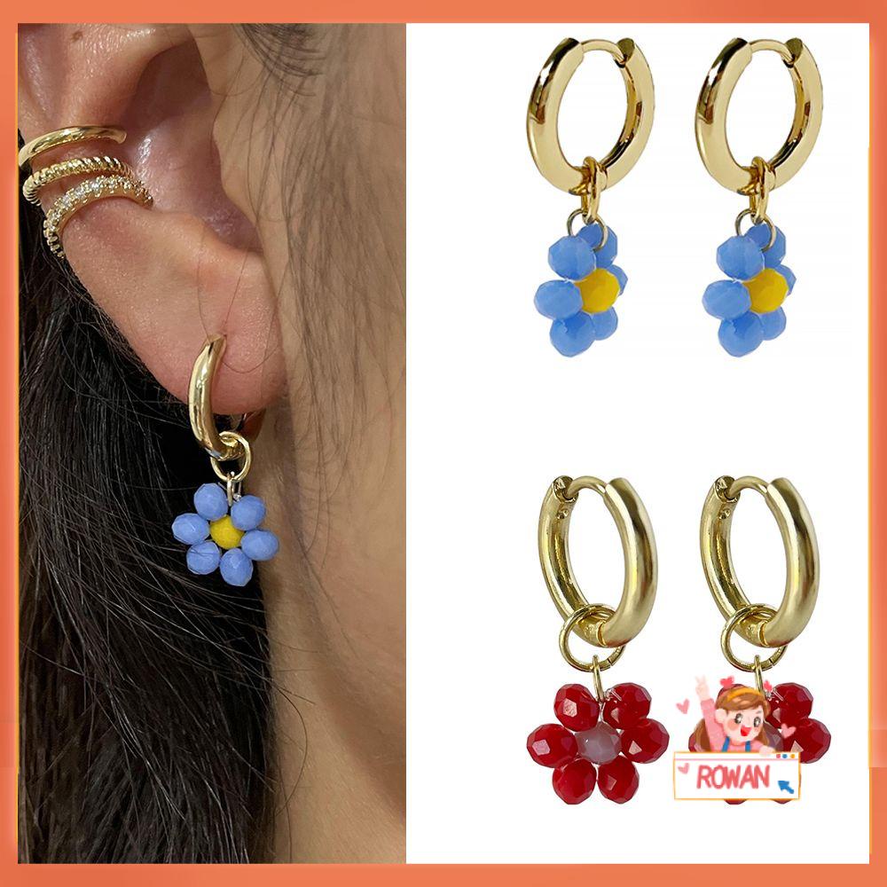 R-flower Daisy Hoop Earring Huggie Hadiah Perhiasan Lucu Warna Permen