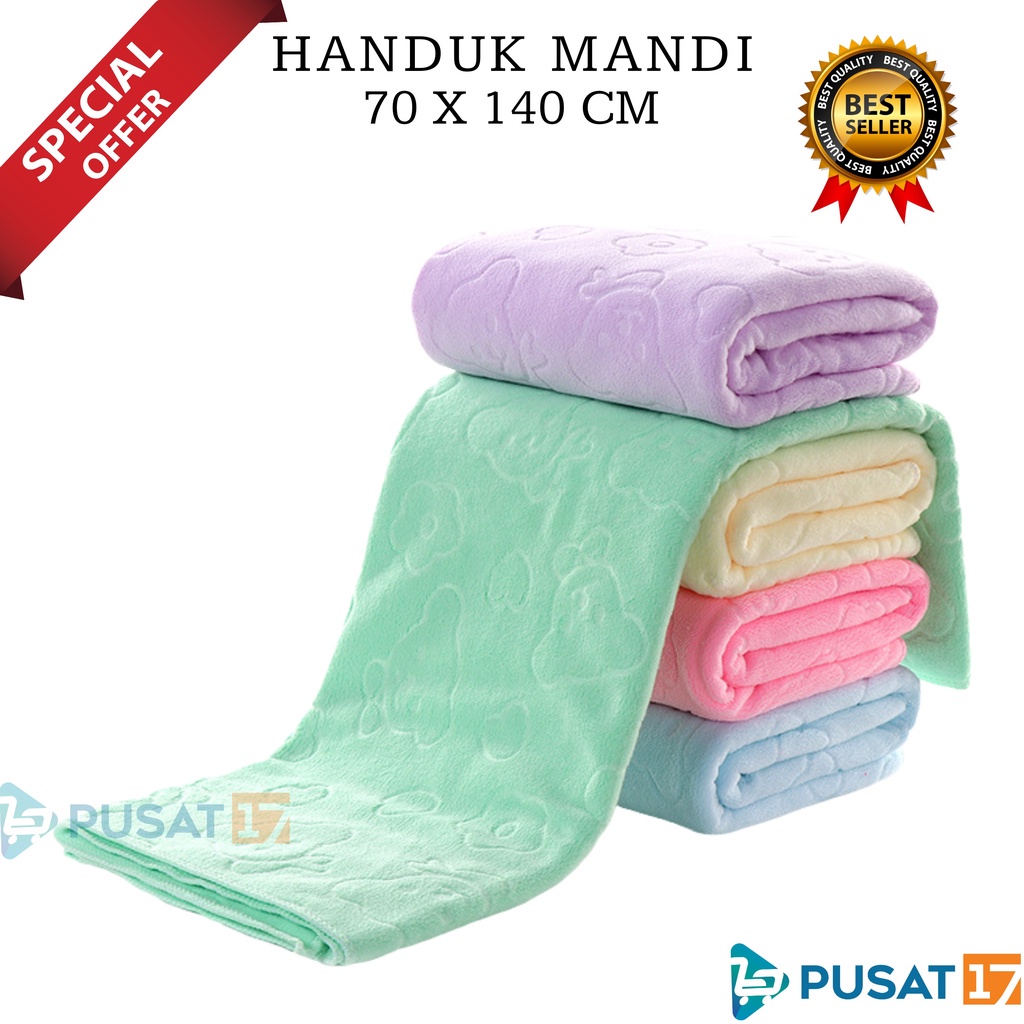 PUSAT17 HANDUK MANDI BAYI JUMBO 70 X 140 CM / HANDUK BAYI JUMBO / HANDUK MANDI ANAK UKURAN BESAR 70X140CM / HANDUK MICROFIBER MURAH