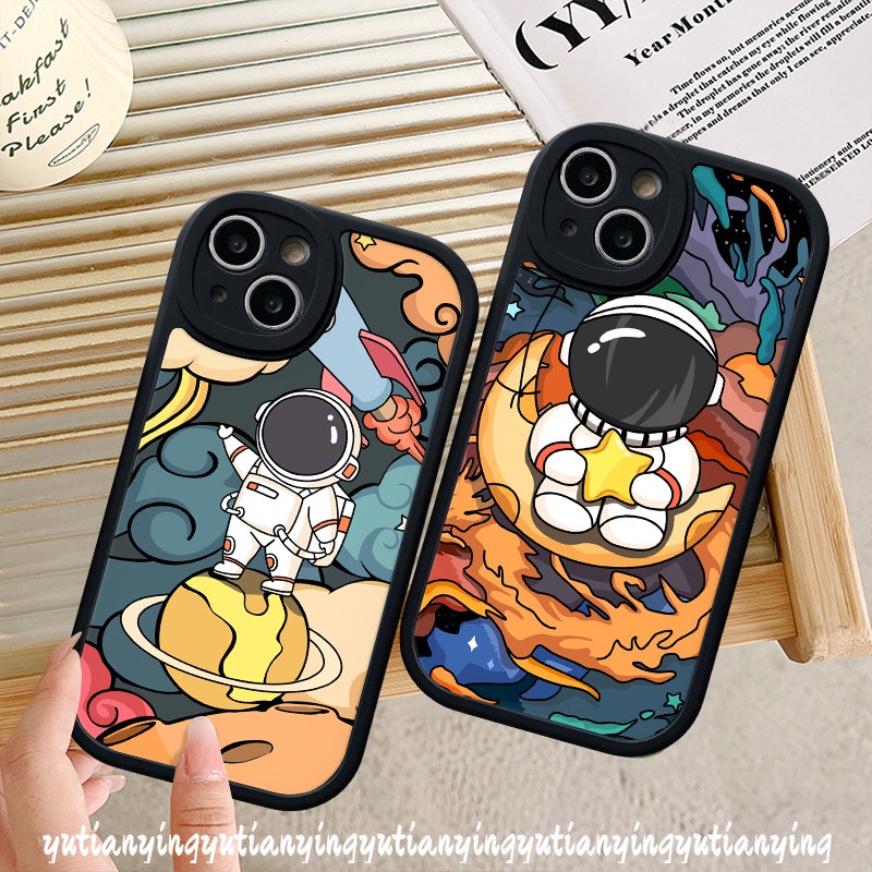 Casing For Infinix Hot 10 Note 8 Hot 9 11 10 Play 11s 10T 10s Cartoon Cute Nasa Astronaut Space Soft Round Lens Phone Case