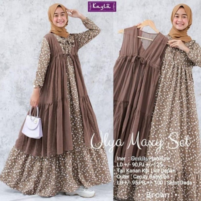 ULYA MAXY SET KIDS BAJU MUSLIM ANAK GAMIS ANAK GAMIS CERUTY SET OUTER - Mint