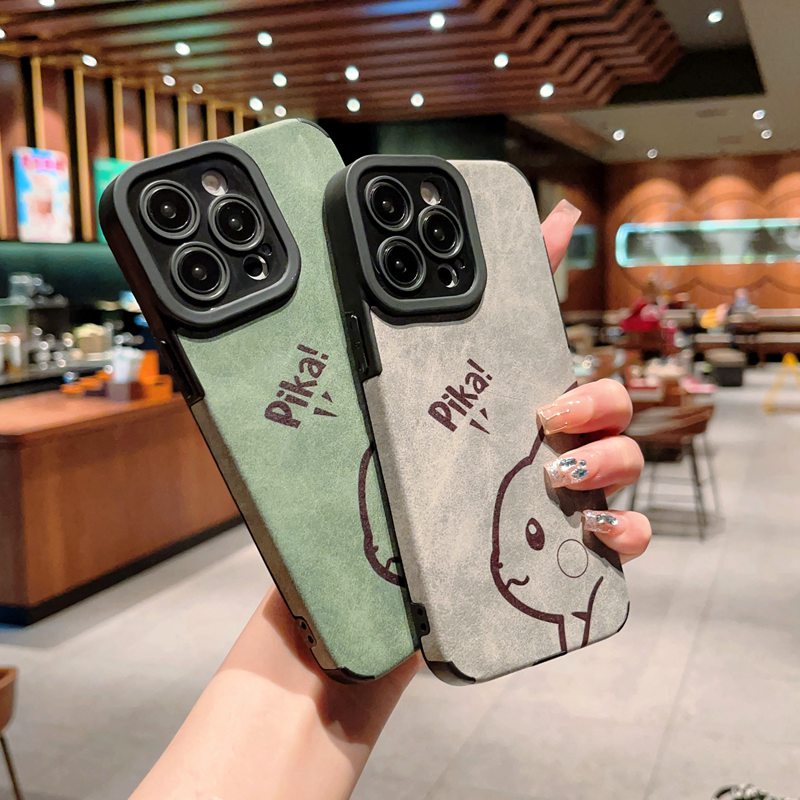 Cool Green Gray Leather Soft Case for IPhone 7 Plus 8 Plus X XS XR XS Max 11 13 12 14 PRO Max 14 Plus SE 2020 2022 Gray Grey Gren PIKACHU