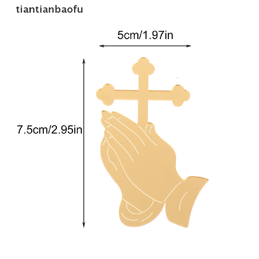 [tiantianbaofu] 1pc Cermin Acrylic Cross Cupcake Topper Baptis Dekorasi Kue Pesta Butik