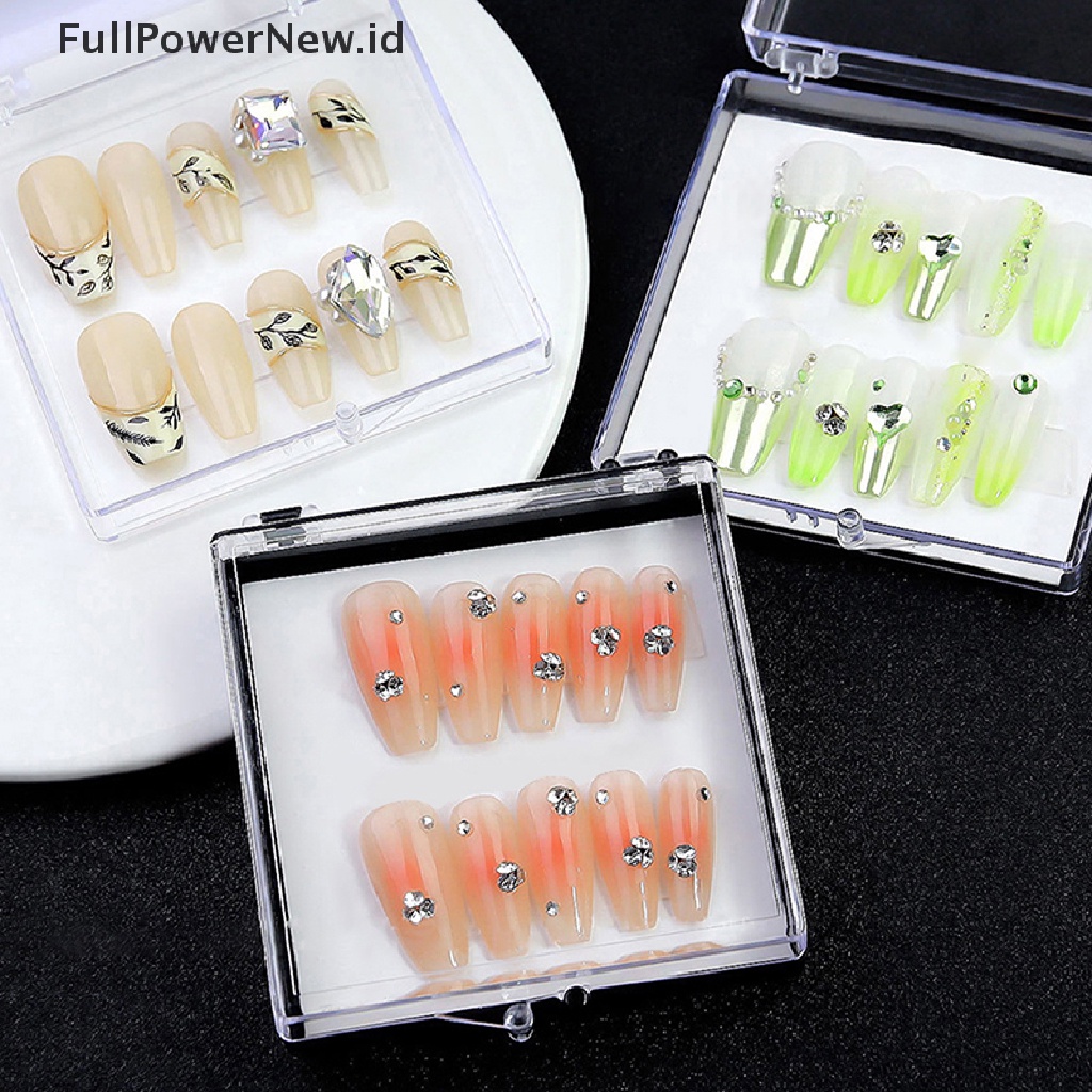 Power Nail Art Organizer Kuku Palsu Packing Box Display Stand Kotak Penyimpanan Perhiasan Hadiah ID