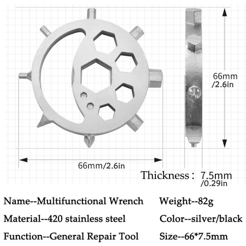 Lanfy Snowflake Spanner EDC Bulan Bintang Torsi Stainless Steel Alat Tangan Pembuka Botol Obeng Hexagonal