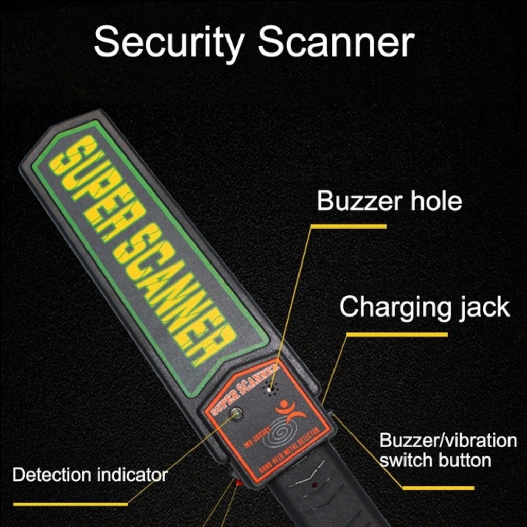 Metal Detektor Logam Body Checker MD3003B1 Black ANENG Security Scanner