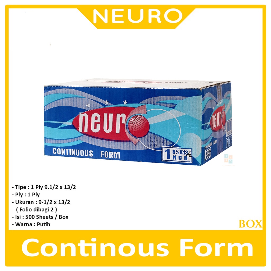 

NEURO - Continous Form 1 Ply 9 1/2 x 13/2 ( FOLIO dibagi 2 ) Ncr - Box