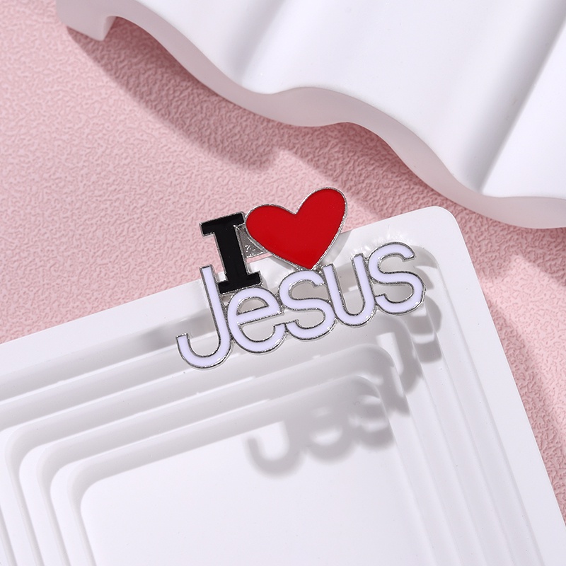 I Love Jesus Lapel Pin Simple Enamel Brooch Gift for Friends Clothing Accessories Wholesale