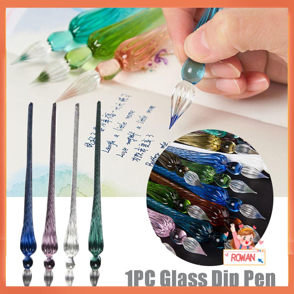 R-flower 1PC Glass Dip Pen Vintage Signature Tulisan Dipping Perlengkapan Lukisan