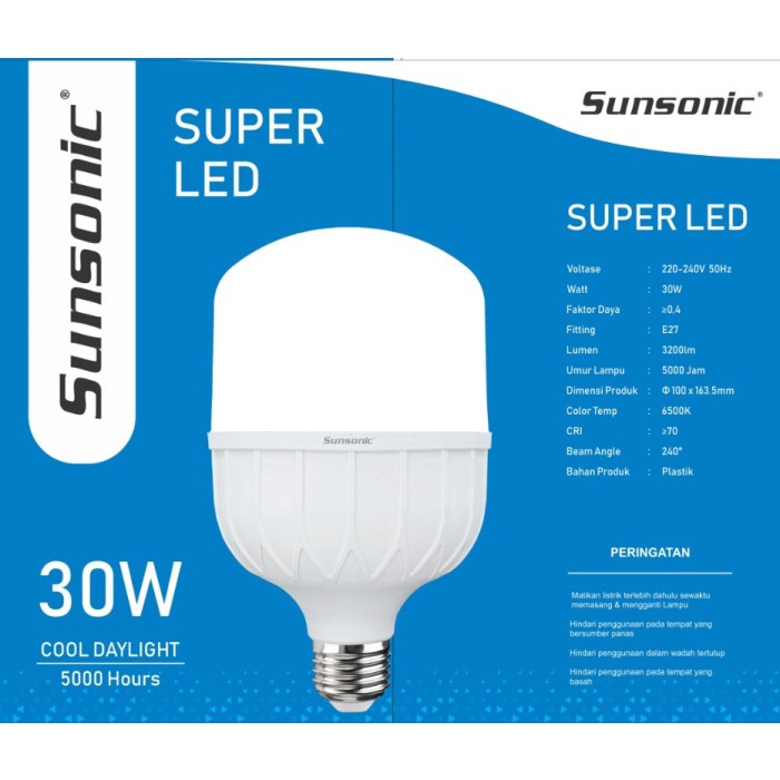 Bohlam Capsule Sunsonic 30 Watt E27 Super LED Terang Murah