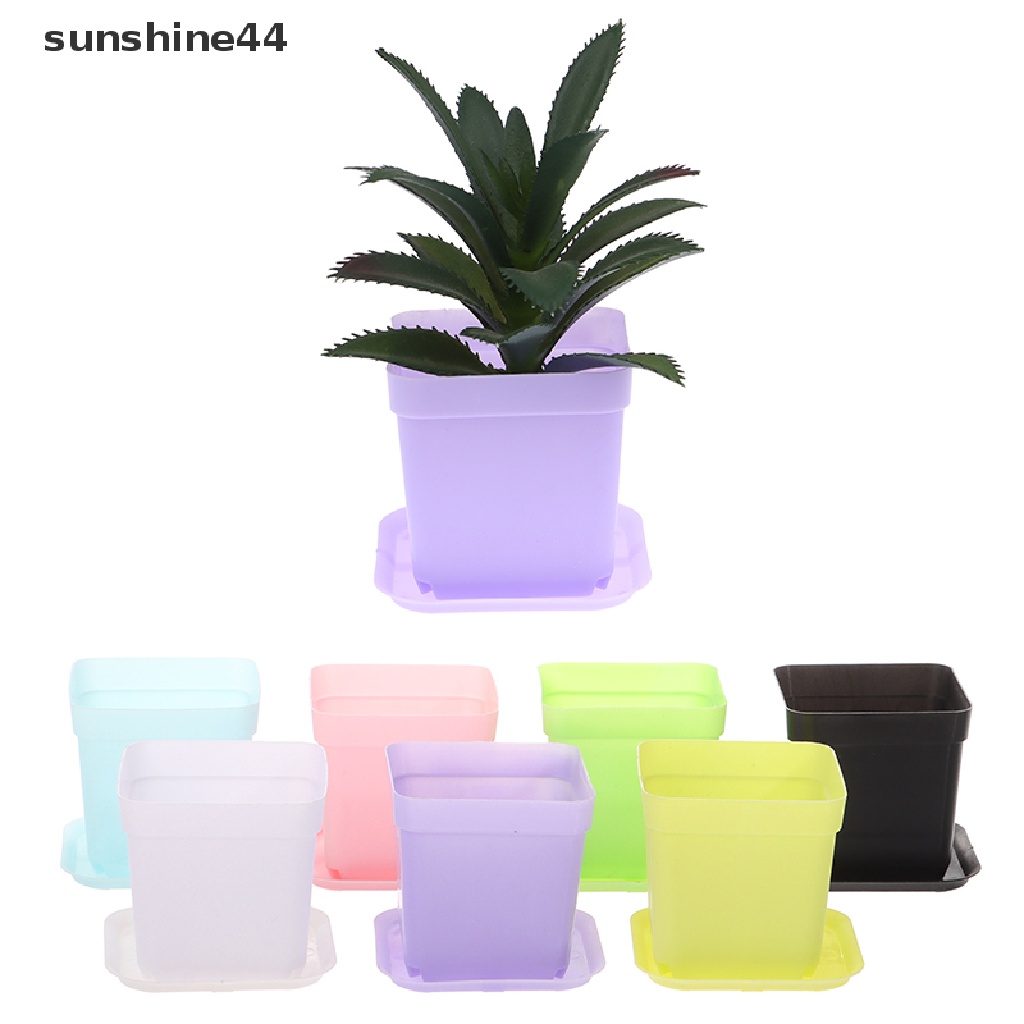 Sunshine 10Set Sukulen Pot Bunga Persegi Kecil Seedling Square Plastik Lucu Pot Bunga ID