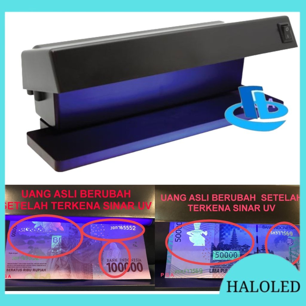 Money Detector 2 x 6 W Lampu Detektor Uang Palsu  Paspor BPKB KTP Bank Notes & Dokumen Penting lainn