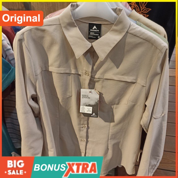 Kemeja Cewek Eiger METANOIA LS SHIRT Khaki Red 91000 5515 Original