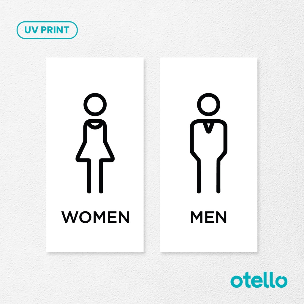 Otello Sign Toilet Pria Wanita Minimalist Signage Acrylic Modern Akrilik Label Tanda Nama Ruang Akrilik Restroom WC Men Women