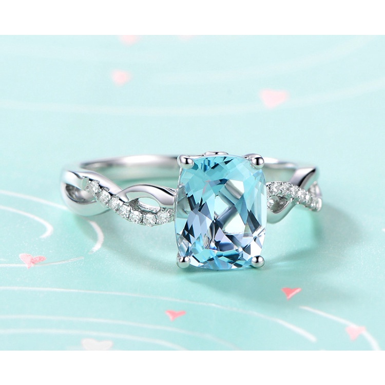 Goldkingdom Aksesoris Perhiasan Fashion Ready Stock Zhenrong Quicksell Cincin Aquamarine Sintetis Eropa Dan Amerika Baru Dengan Perhiasan Warna Topaz Untuk Wanita