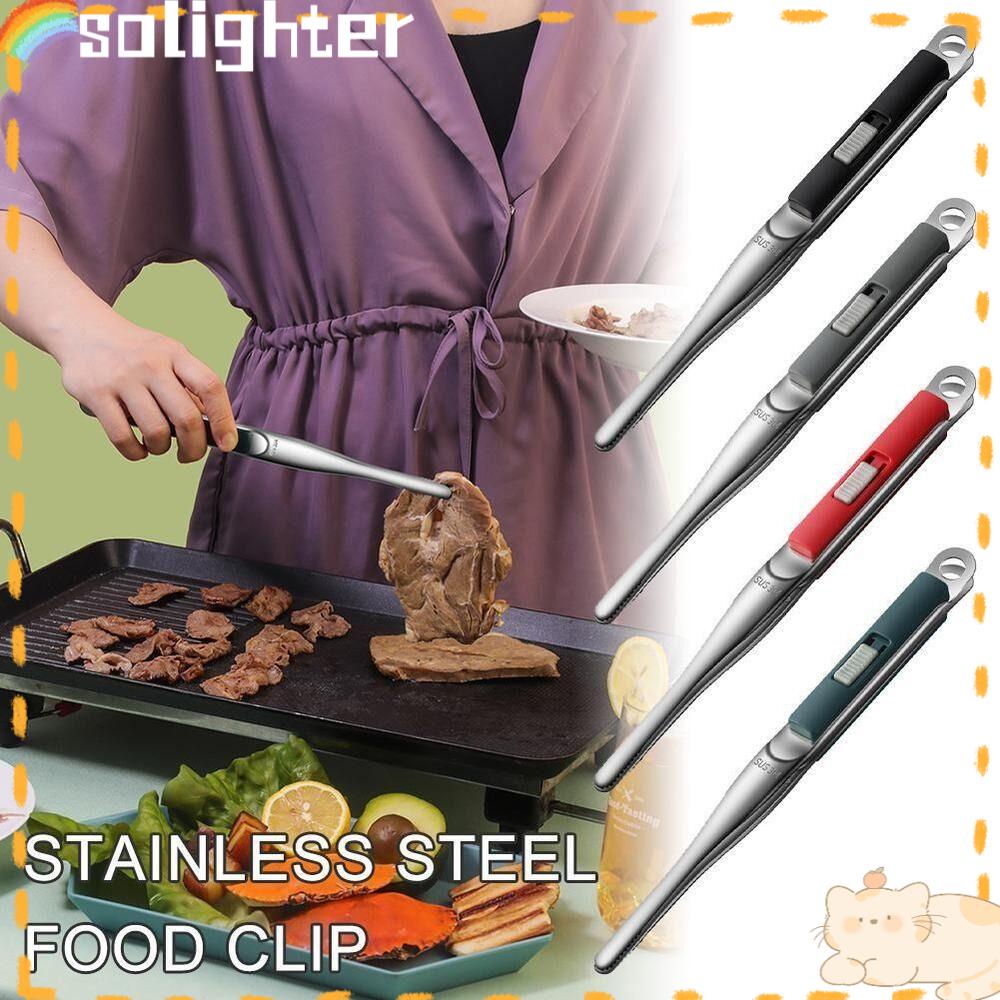 Solighter Stainless Steel Grill Tongs Alat Masak Gadget Dapur BBQ Multifungsi