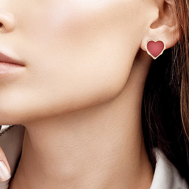 Anting Stud Bohemian Cinta Hati Gaya Jalan Anti Karat Untuk Wanita Lucu Statement Earring Perhiasan Korea