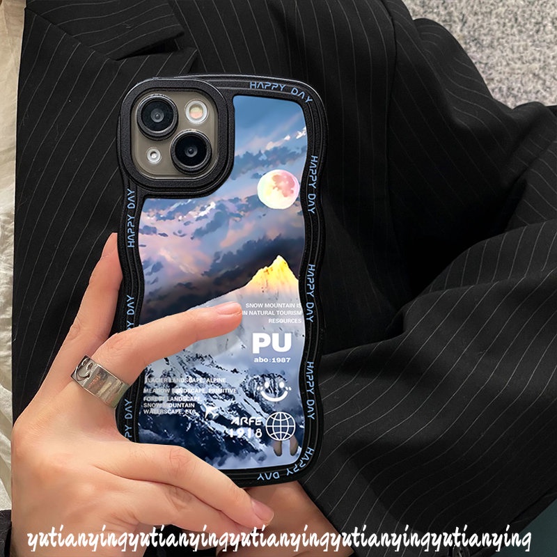 Fantasy Casing Redmi 10A 9T 9 9A 10C A1+10A1 9C NFC Mi 11T Pro Redmi Note 10s 8 11s 9 11Pro 10 11 9s 10Pro Max POCO X3 NFC Pro M3 Sun Moon Snow Gunung Lembut Bergelombang Tepi Sarung