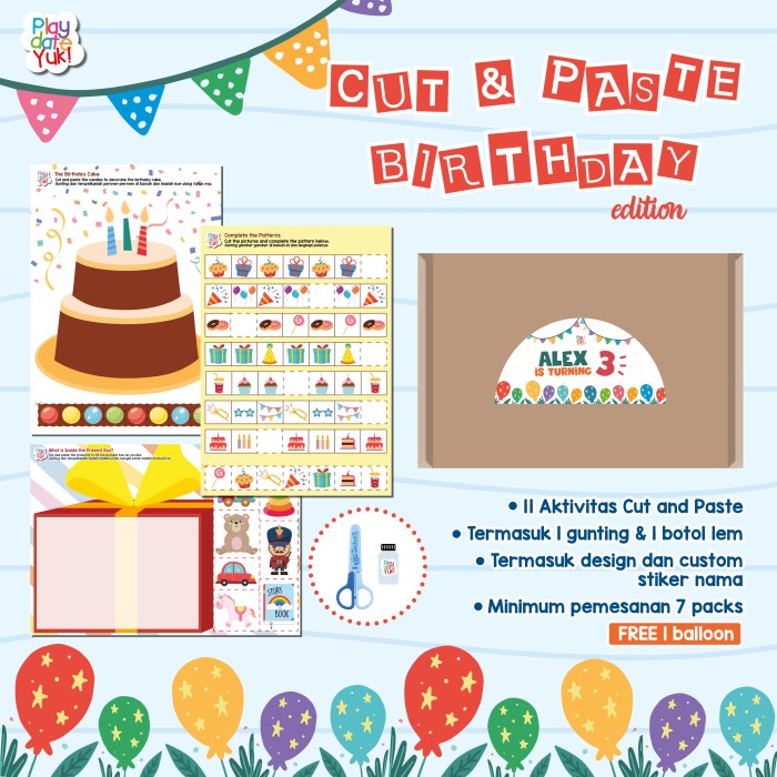 

⭐BISA COD⭐ BIRTHDAY GOODIE - Cut and Paste - Biru Muda
