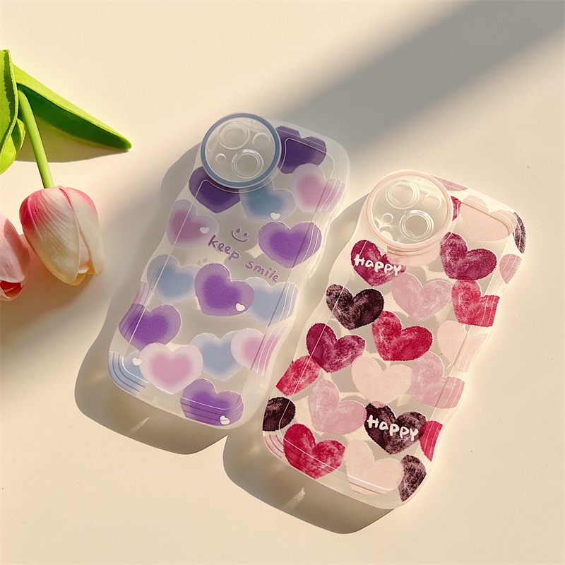 IPHONE Malan art multi-Warna Bentuk Cinta Bening Untuk Capita Iphone11 12 13 14 Pro Max7 8 Plus X XR XS Max Bantal Udara shockproof phone Case Cover