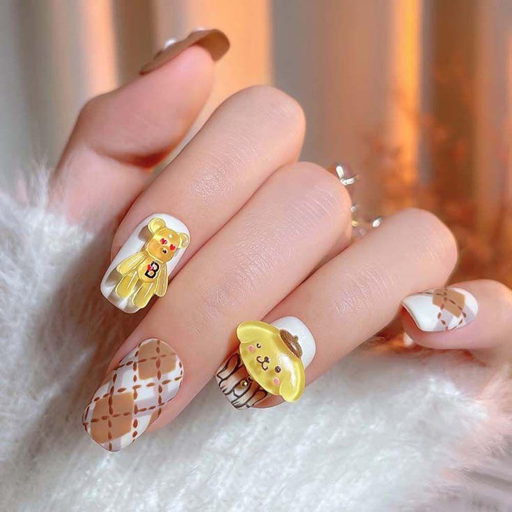 [Elegan] Kartun Dekorasi Kuku Wanita Anjing Kelinci Kuromi Strawberry Bear Manicure Aksesoris Hiasan Kuku 3D Nail Art Drills