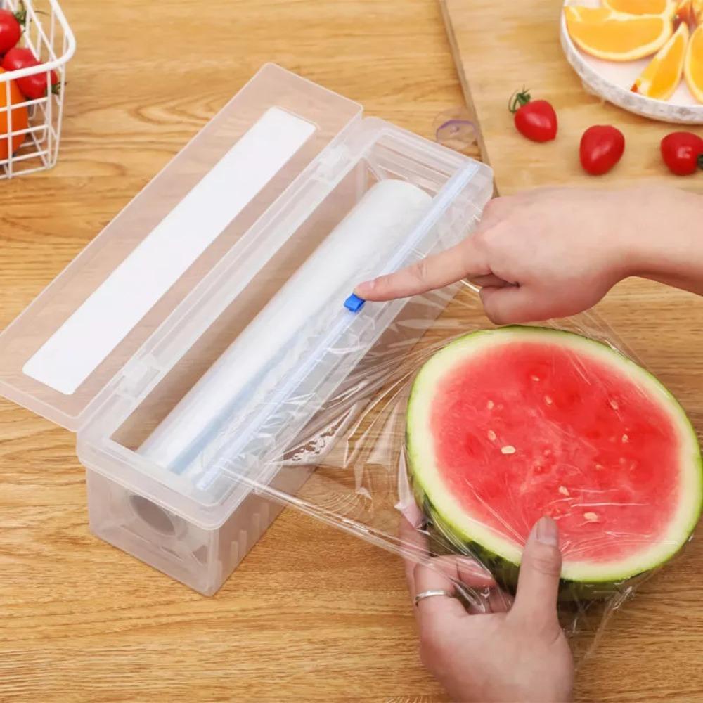 Fishstick Dispenser Bungkus Plastik 1Pcs Aman Dengan Slide Cutter Refillable Adjustable Wrap Storage Box