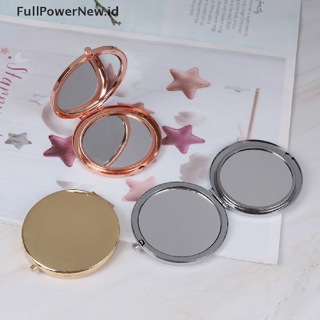 Power Vintage alloy compact pocket mirror folded makeup Kosmetik Cermin Pembesar ID