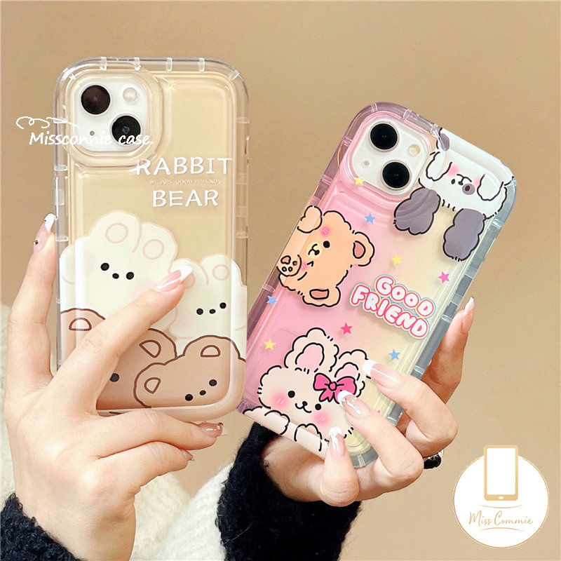 Lovely Case Untuk Redmi 12C 10C 9a1 9T 9C Nfc10 10A 9A Note8 Note10s Redmi Note 11 10 11s 10s 9poco F4 Kartun Kelinci Lucu Beruang Teman Baik Lembut TPU Shockproof Airbag Cover