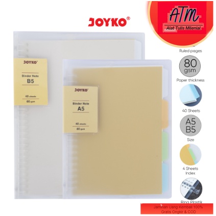 Binder Note Cover Transparan Buku Tulis Joyko