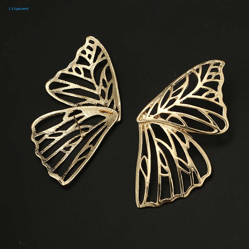 Lilyscent Anting Bentuk Kupu-Kupu Untuk Perjamuan Wanita Fashion Butterfly Menjuntai Stud Earrings Adorable