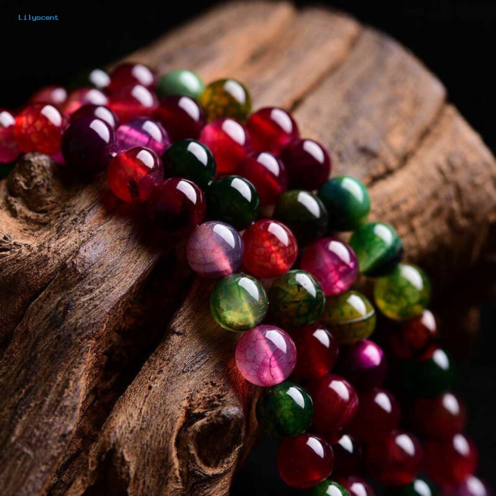 Lilyscent6 /8 /10mm Faux Agate Tourmaline Longgar Manik-Manik Bulat Strand Gelang Membuat Perhiasan