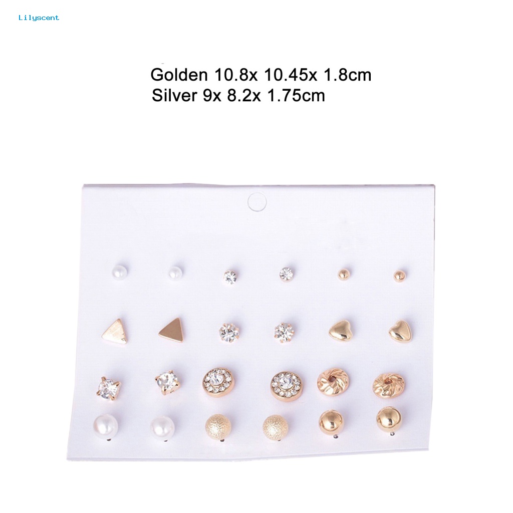 Lilyscent 12pasang Anting Fashion Mini Untuk Cocktail Berlian Imitasi Ear Studs Shiny