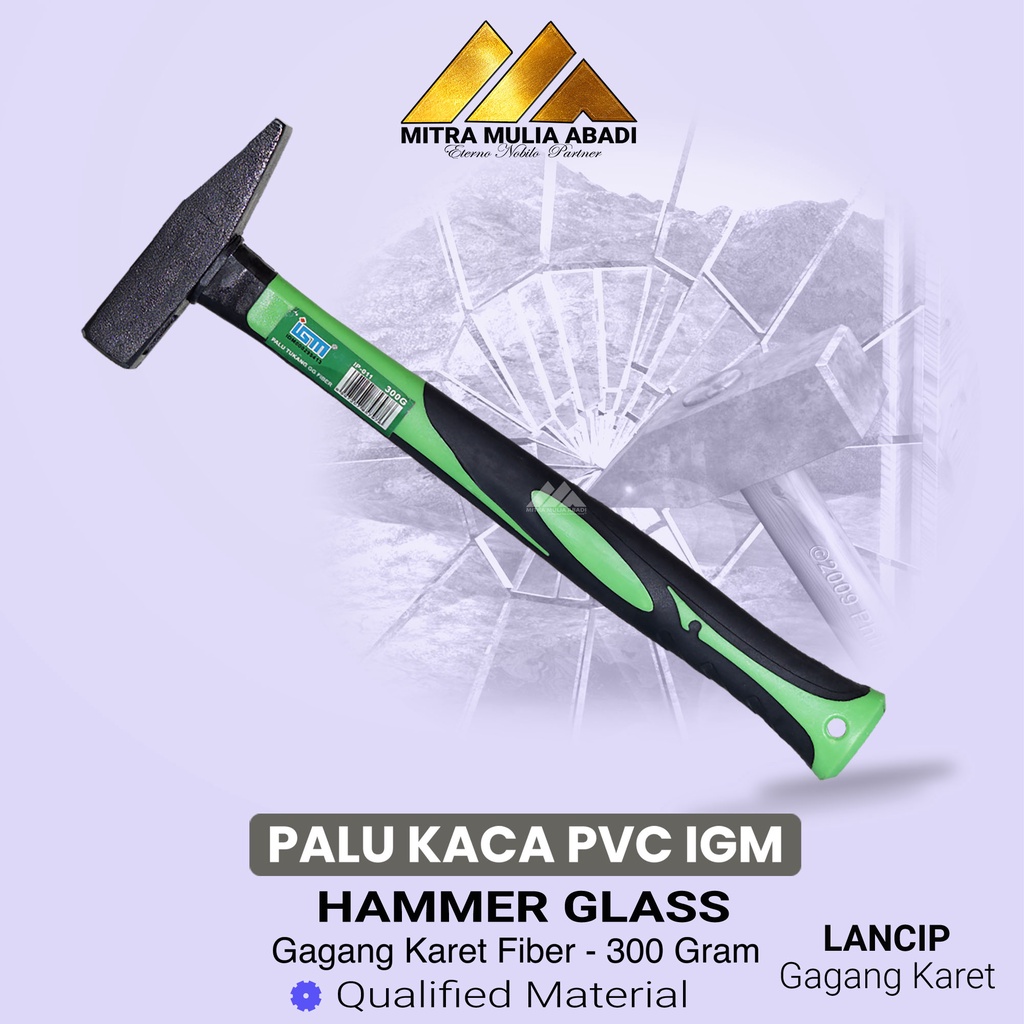 Palu Kaca Gagang Karet/Fiber 300g Merk IGM I Duck Hammers