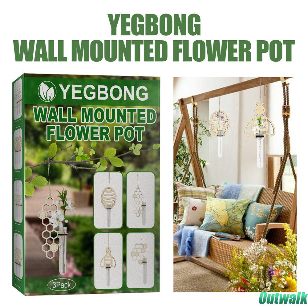 ღ 3Pcs/Kotak Dinding Pot Bunga Wall Hanging Kaca Vas Tanaman Hidroponik Vas Dinding Dekorasi Liontin Rumah Ruang Tamu Kamar latar Belakang Dekorasi