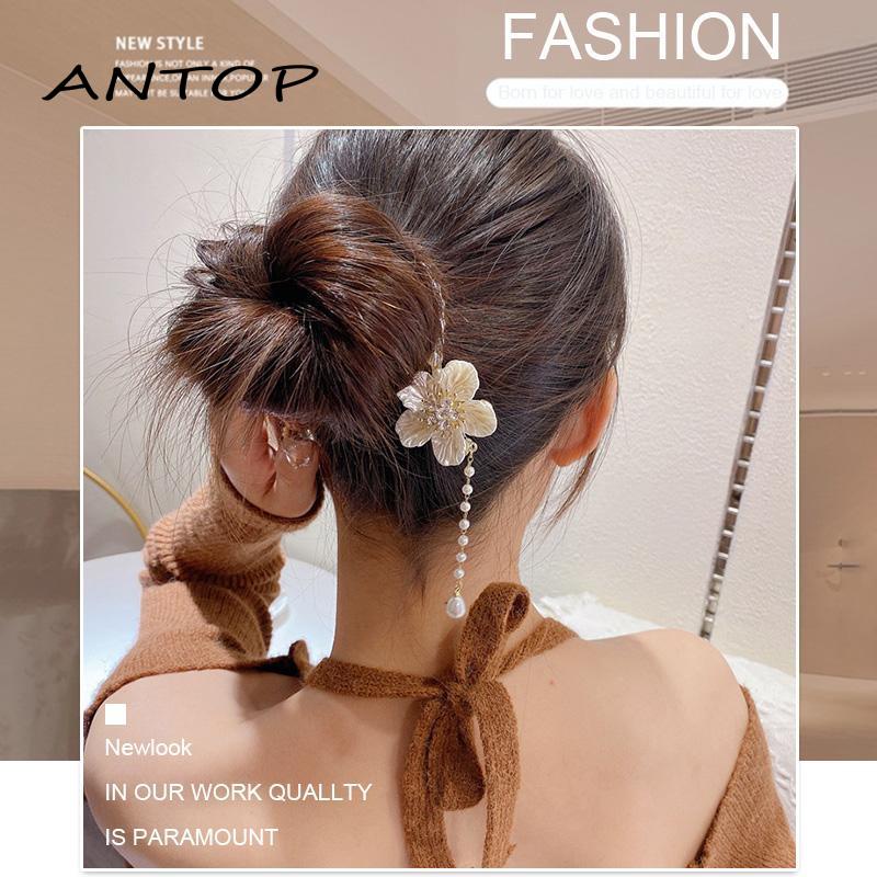 [Antop Termurah] Jumbai Bunga Camelia Jepit Rambut Wanita Rasa Canggih Kepala Bola Hair Claw Clip