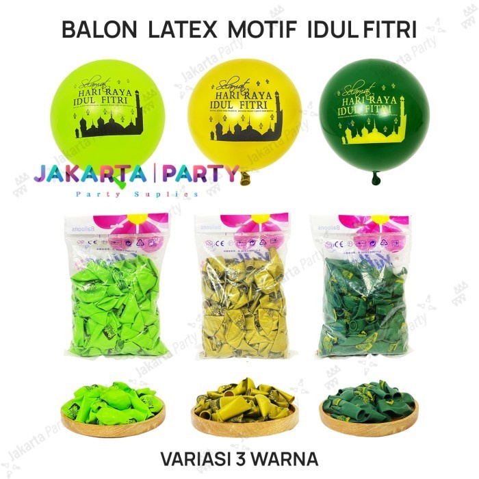 Balon Latex Motif Lebaran 1 Pack Isi 100 Pcs Balon Latex Lebaran Dekorasi Idul Fitri