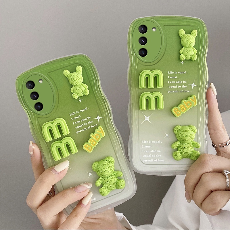 Andyh Casing Ponsel Untuk Samsung Galaxy S20Plus S20Ultra S20FE S21Plus S21Ultra S21FE Ponsel Case 3D Alfabet Beruang Pelindung Kamera Pelindung Penutup Belakang Couple Case