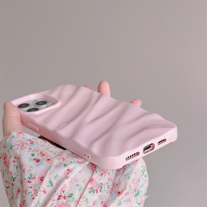 Casing Ponsel Warna Pink Terang Untuk Case Pelindung Bijian Gradiasi14 13 12 11 Pro Max 14Plus