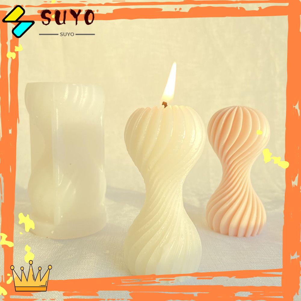 Suyo Cetakan Lilin Kolom Bergaris Spiral Pesta Gereja DIY Craft Handmade Silicone Mold