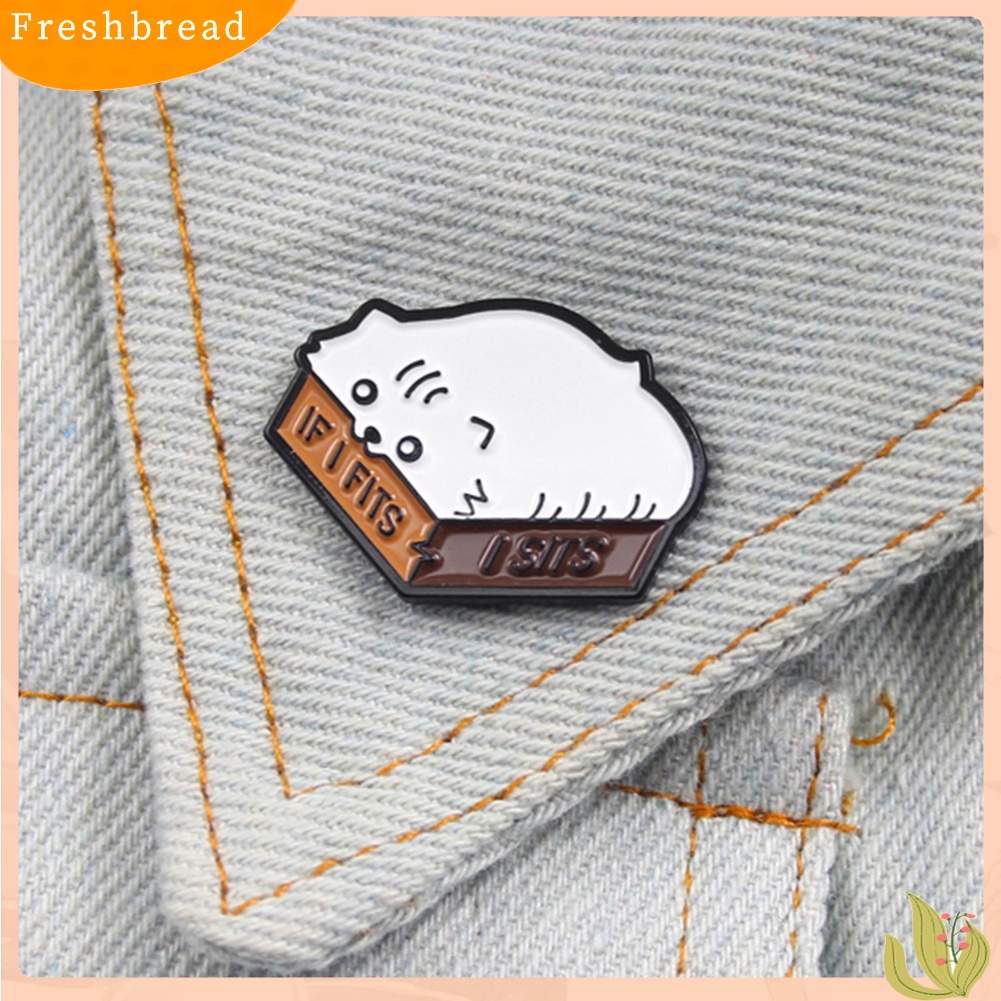 &lt; Freshbread &gt; Kartun Kucing Enamel Huruf Inggris Jika I Cocok I Duduk Bros Pin Kerah Badge Decor